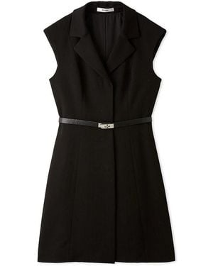 SNIDEL Sleeveless Belted Vest Midi Dress - Black