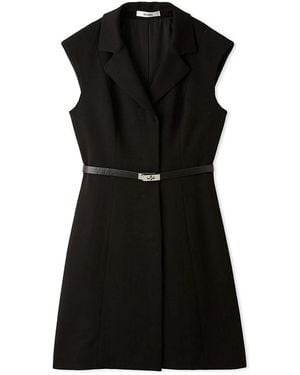SNIDEL Sleeveless Belted Vest Midi Dress - Black