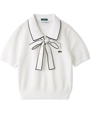 SNIDEL Lacoste Bow-Tie Polo Knit Top - White