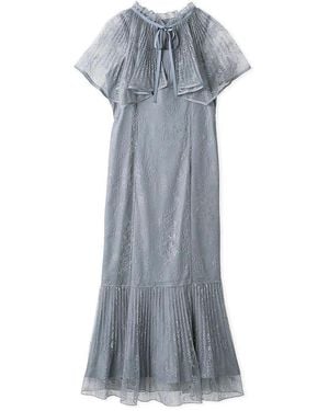 SNIDEL Lace Cape Set Mermaid Dress - Gray
