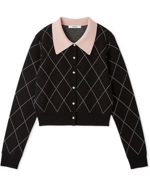SNIDEL Argyle Check Cardigan - Black