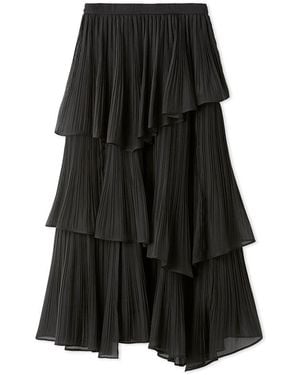 SNIDEL Sustainable Pleated Tiered Long Skirt - Black
