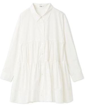 SNIDEL Tiered Mini Shirt Dress - White