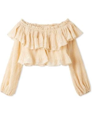 SNIDEL Vintage-Inspired Layered Ruffle Top - Natural