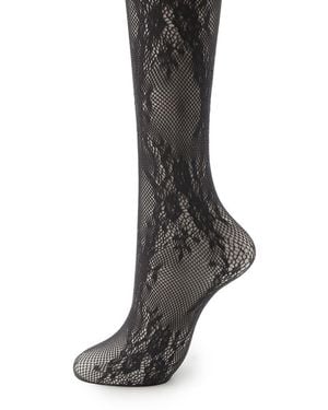 SNIDEL Floral Lace Tights - Gray