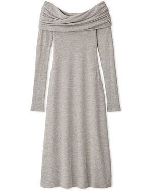 SNIDEL Brushed Off Shoulder Maxi Sweater Dress - Gray