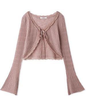 SNIDEL Lace Trim Cropped Cardigan - Pink