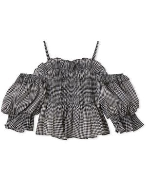 SNIDEL Sustainable Gathered Off-Shoulder Blouse - Gray