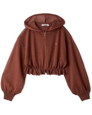 SNIDEL Cooling Touch Sheer Knit Hoodie - Brown