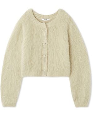 SNIDEL Faux Fur Cropped Cardigan - Natural