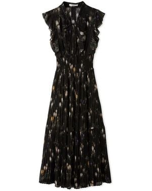 SNIDEL Sustainable Ribbed Waist Pleated Dress - Black