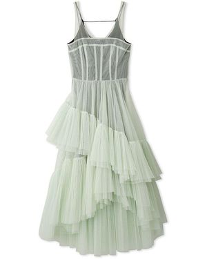 SNIDEL Pleated Tiered Tulle Dress - Green