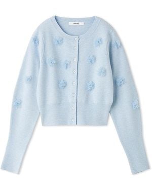 SNIDEL Flower Motif Cropped Cardigan - Blue