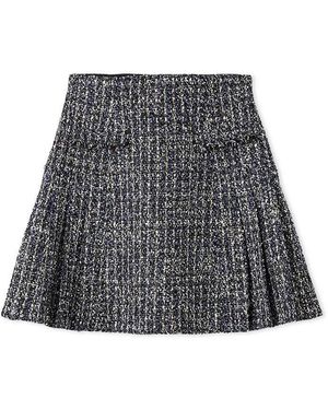 SNIDEL Side Pleated Tweed Mini Skirt - Gray