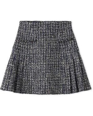 SNIDEL Side Pleated Tweed Mini Skirt - Gray