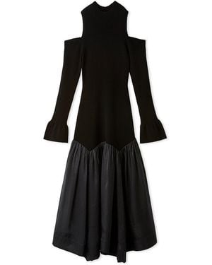 SNIDEL Sustainable Cold Shoulder Knit Dress - Black