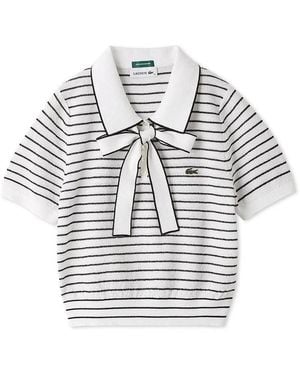 SNIDEL Lacoste Bow-Tie Polo Knit Top - Gray