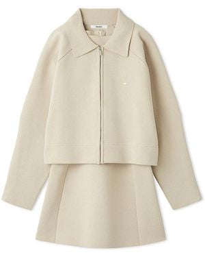 SNIDEL Chic Sleeveless Mini Dress With Matching Cropped Blazer - Natural