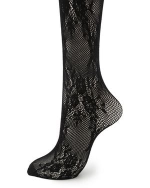 SNIDEL Floral Lace Tights - Black