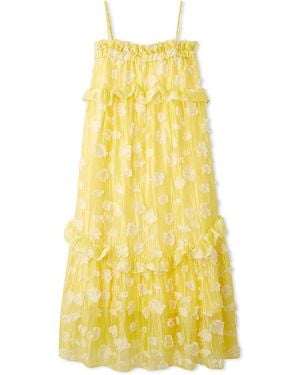 SNIDEL Spaghetti Strap Ruffle Maxi Dress - Yellow