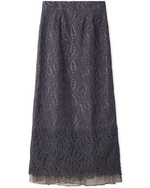 SNIDEL Scalloped Hem Floral Lace Midi Skirt - Blue