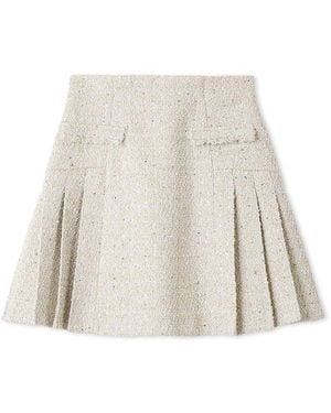 SNIDEL Side Pleated Tweed Mini Skirt - White