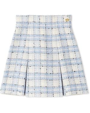 SNIDEL Classic Tweed Pleated Mini Skirt - Blue