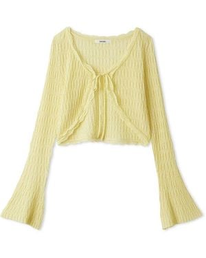 SNIDEL Lace Trim Cropped Cardigan - Yellow