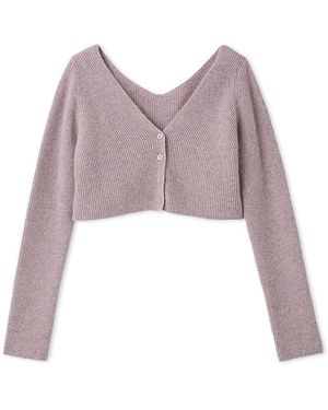 SNIDEL Raccoon Ribbed Short Cardigan - Purple