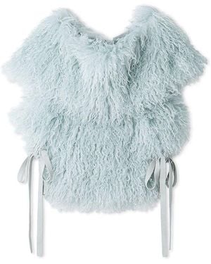 SNIDEL Faux Fur Sleeveless Knit Pullover - Blue