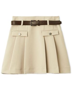SNIDEL Pleated Mini Skirt With Belt - Natural
