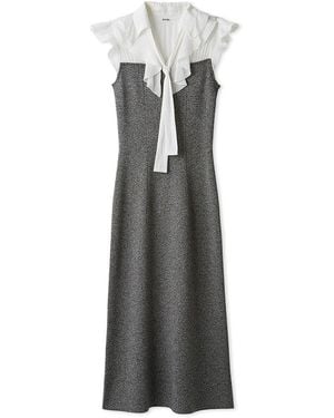 SNIDEL Sustainable Frill Collar Layered Dress - Gray