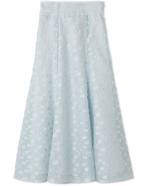 SNIDEL Floral Embossed High Waist Midi Skirt - Blue