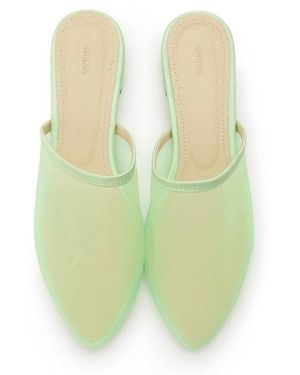 SNIDEL Sheer Tulle Flat Sandal - Green