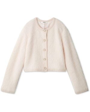 SNIDEL Sustainable Fuzzy Croptop Cardigan - Natural