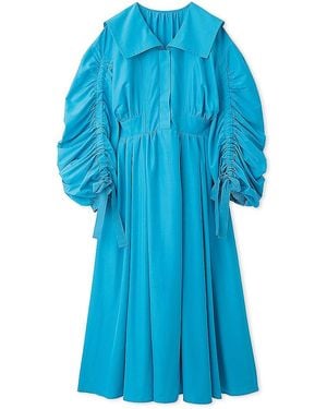 SNIDEL Taffeta Volume Maxi Shirt Dress - Blue