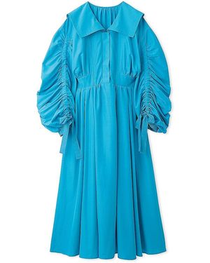 SNIDEL Taffeta Volume Maxi Shirt Dress - Blue