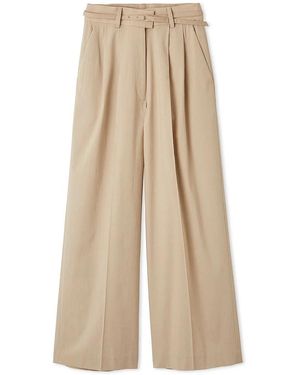 SNIDEL High Waist Pleated Wide-Leg Pants - Natural