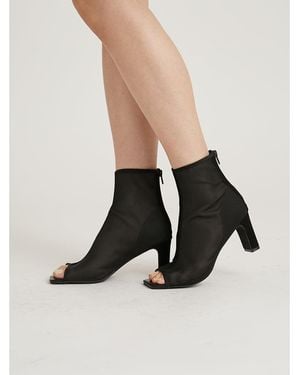 SNIDEL Open Toe Mesh Ankle Boot - Black