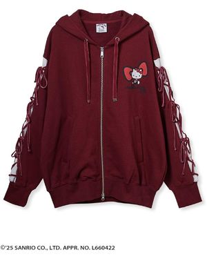 SNIDEL [Hello Kitty] Lace-Up Hoodie - Red