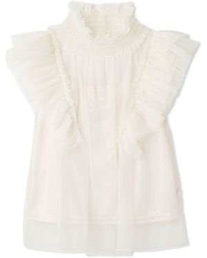 SNIDEL [Chacott] Tulle Blouse - White