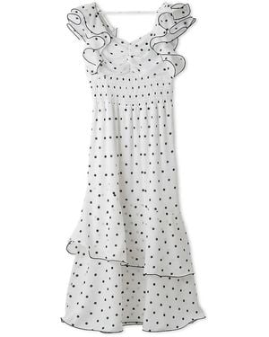 SNIDEL Ruffle Sleeve Print Dress - White