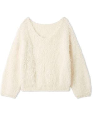 SNIDEL [High Quality Collection] Suri Alpaca V-Neck Pullover - Natural