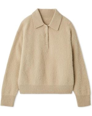 SNIDEL [High Quality Collection] Fox Cashmere Knit Polo - Natural