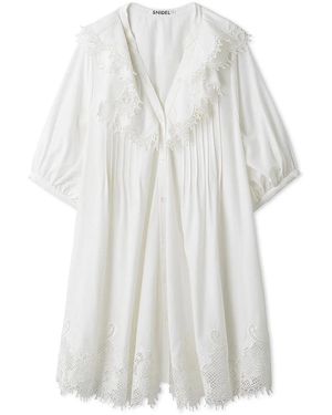 SNIDEL Embroidery Ruffle Mini Dress - White