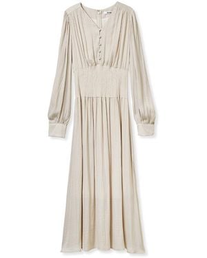 SNIDEL Long Sleeve Smocked Waist Midi Dress - Natural