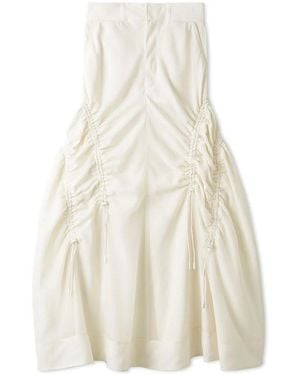 SNIDEL Sustainable Organza Drawstring Ruched Maxi Skirt - White