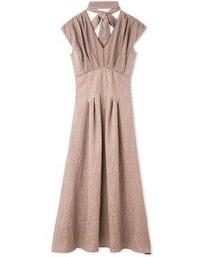 SNIDEL Sleeveless Plunge Neck Maxi Dress - Natural