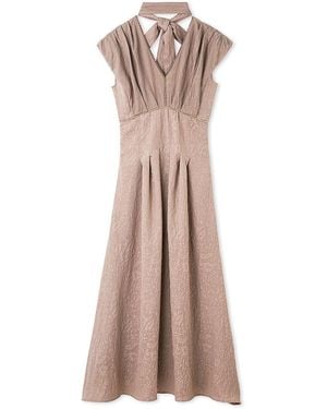 SNIDEL Sleeveless Plunge Neck Maxi Dress - Natural
