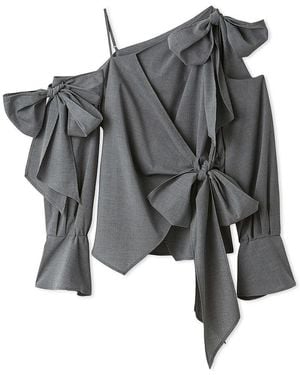 SNIDEL Ribbon-Detail Blouse - Gray